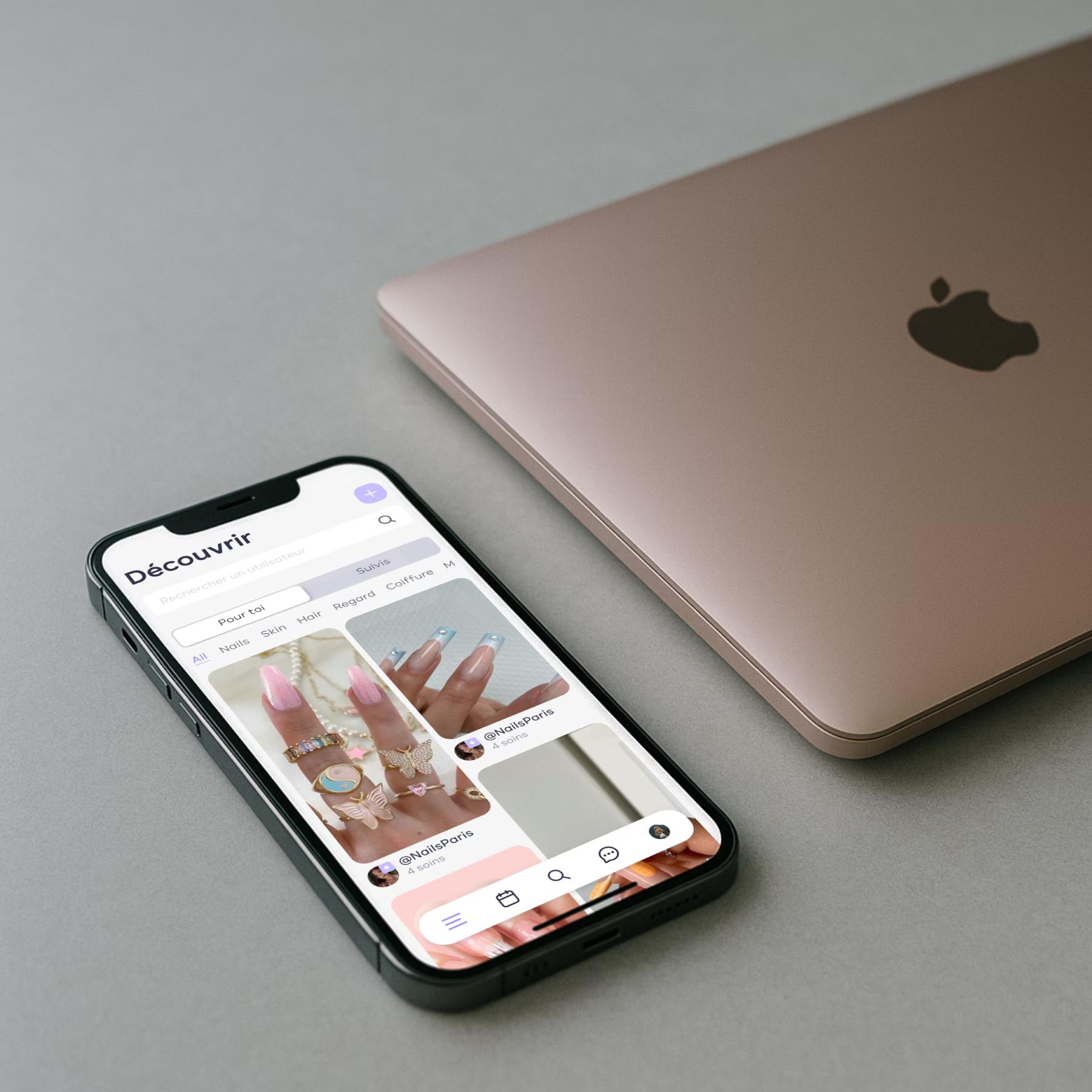 iPhone et MacBook montrant l'interface de l'app iara